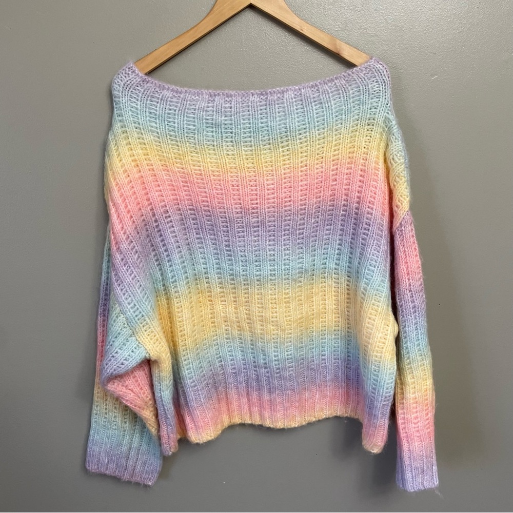Peach Love California women’s Large Wool Blend Knit scoop neck Oversized Sweater
